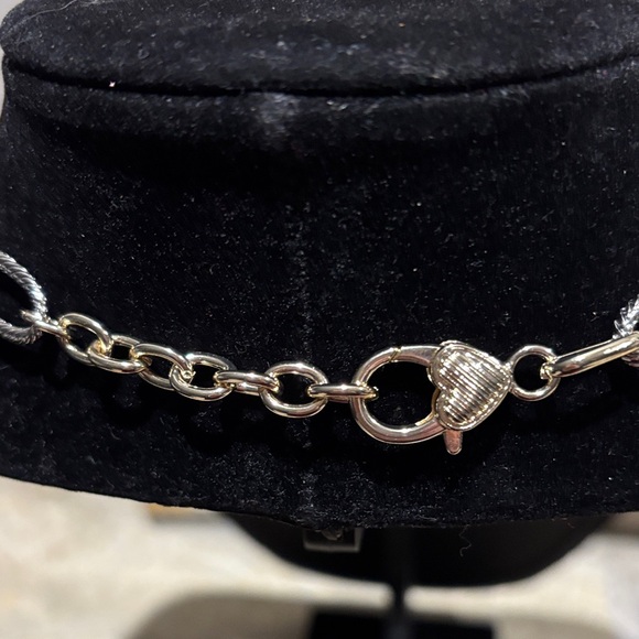 Gold/Silver two tone Designer Logo Pendant Chain Necklace - Picture 4 of 5